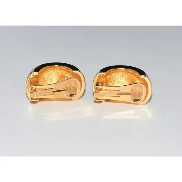 Christian Dior Henkel Grosse Chunky Half Moon Pave Rhinestone Clip Earrings - Picture 5 of 9